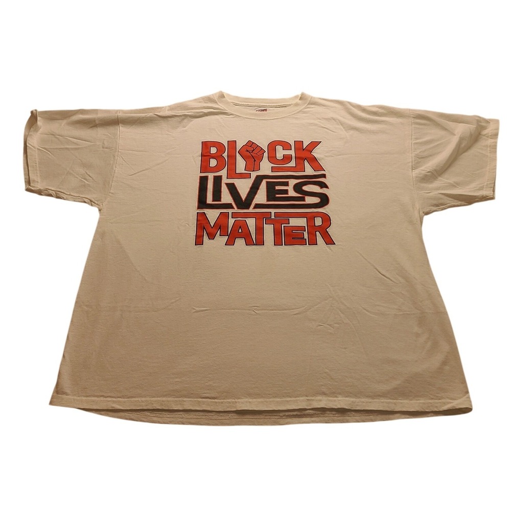 Soffe‎ Black Lives Matter Graphic T-Shirt White Red Black Men's 2XL Cotton Tee